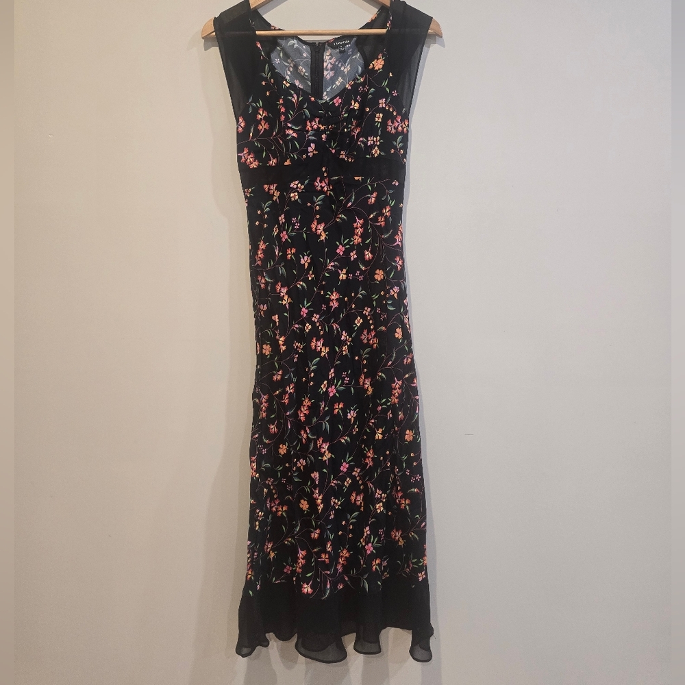 J. Peterman Black Maxi Dress with Floral Design - NWOT